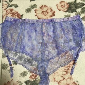 Savage X Fenty Purple Rain Lace Sleep Shorts with garter Intimates Sleepwear